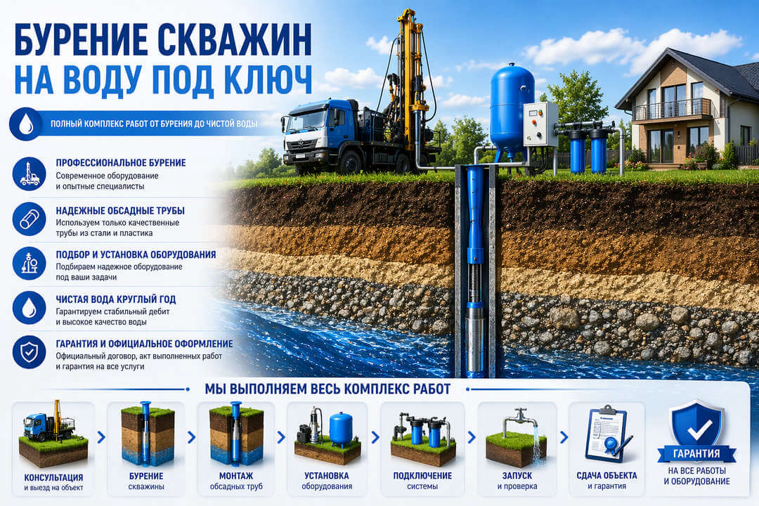 Бурение скважин на воду под ключ в Старом Осколе, Курске и Курской области