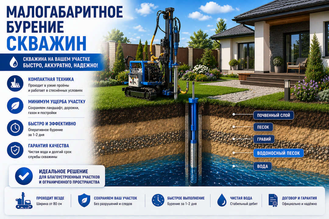 Малогабаритное бурение скважин на воду в Курске и Курской области