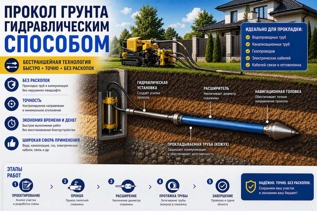 Прокол грунта гидравлическим способом: технология и применение